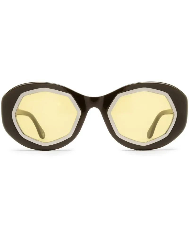 Marni Mount Bromo Sonnenbrille mit geometrischem Gestell - Braun Braun