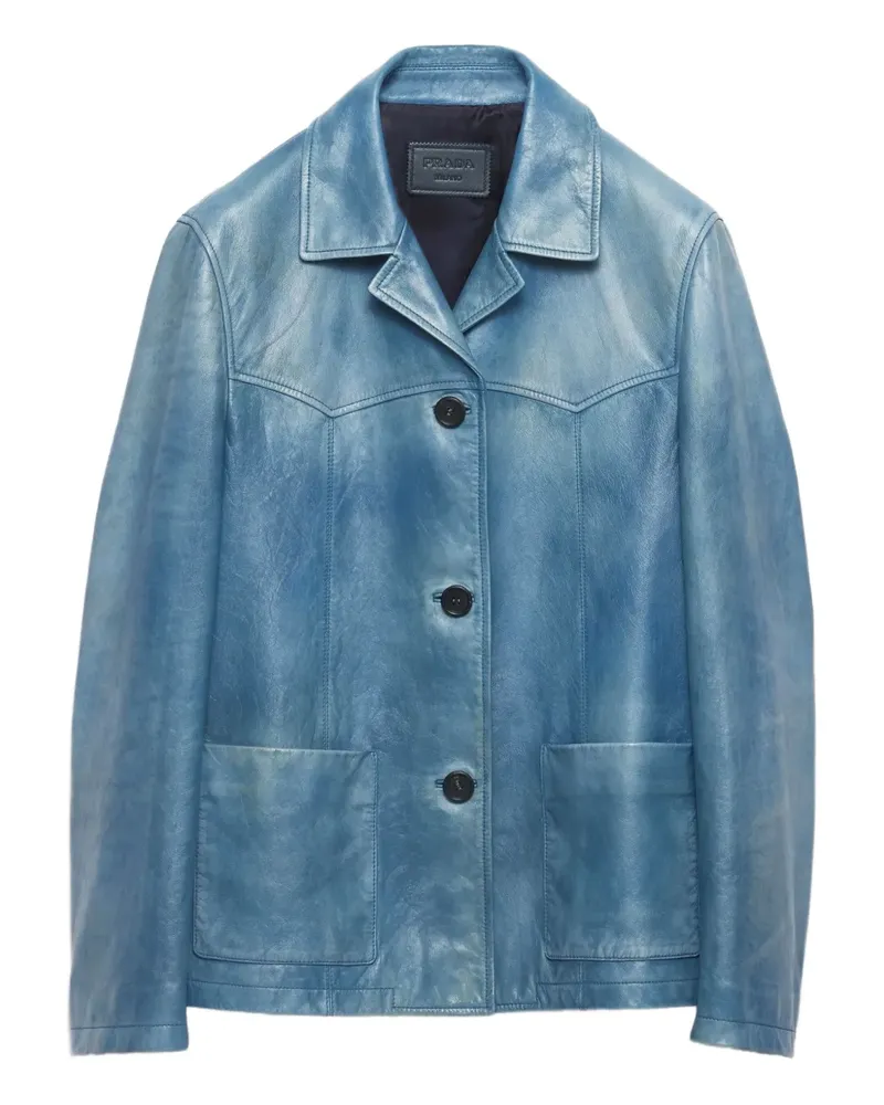 Prada Ausgeblichene Lederjacke - Blau Blau