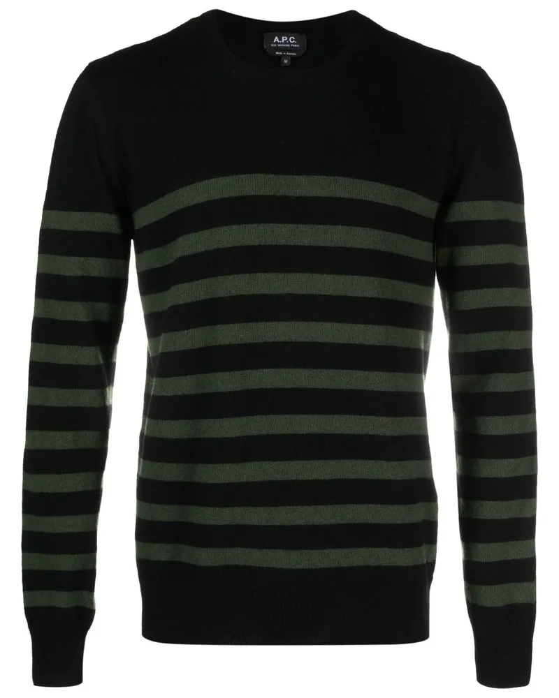 A.P.C. Gestreifter Pullover - Schwarz Schwarz