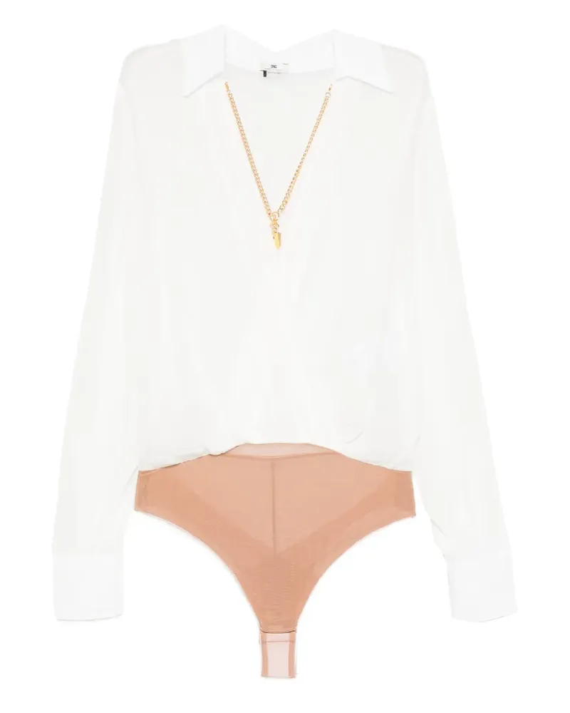 Elisabetta Franchi chain-detail wrap-front bodie - Weiß Weiß