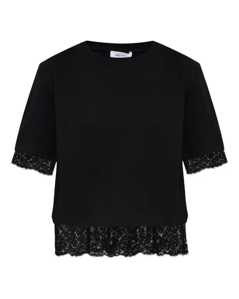 Alexander McQueen T-Shirt mit Spitzenborten - Schwarz Schwarz
