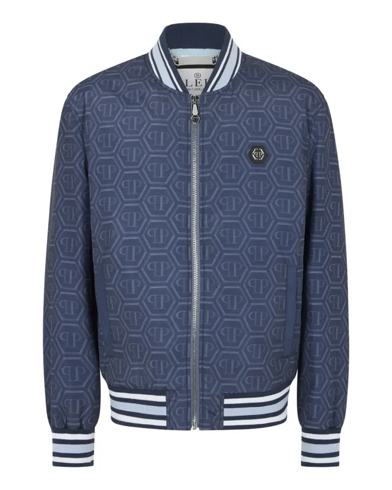 Philipp Plein Bomberjacke mit Monogramm-Print - Blau Blau