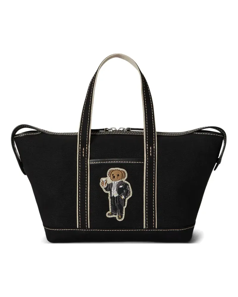 Ralph Lauren Shopper aus Canvas mit Polo Bear - Schwarz Schwarz