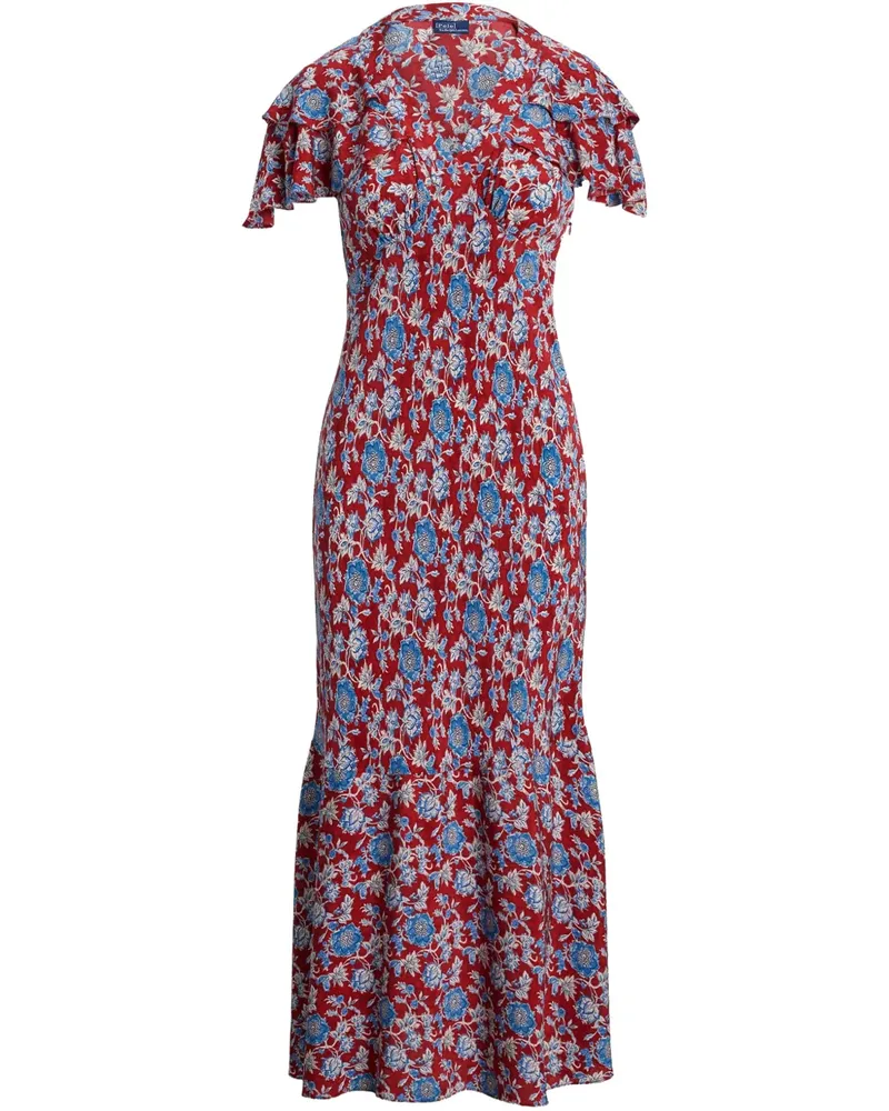 Ralph Lauren Midikleid aus Seide mit Blumen-Print - Rot Rot