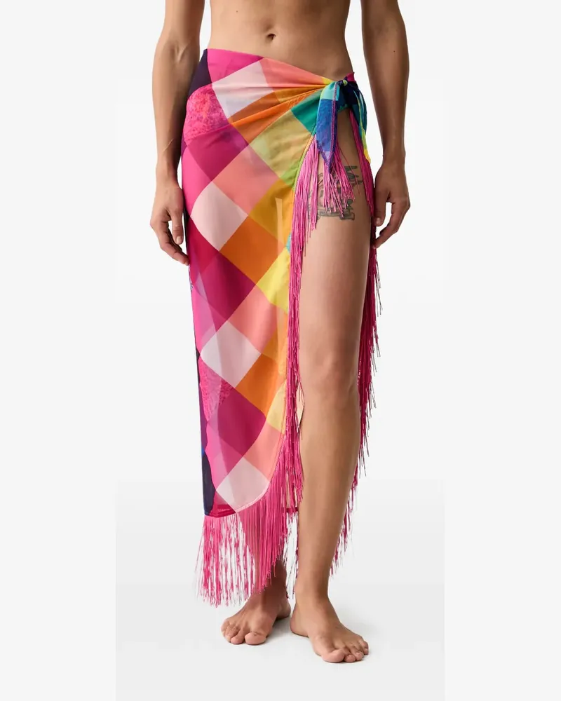 Kurt Geiger Karierter Sarong mit Fransen - Rosa Rosa