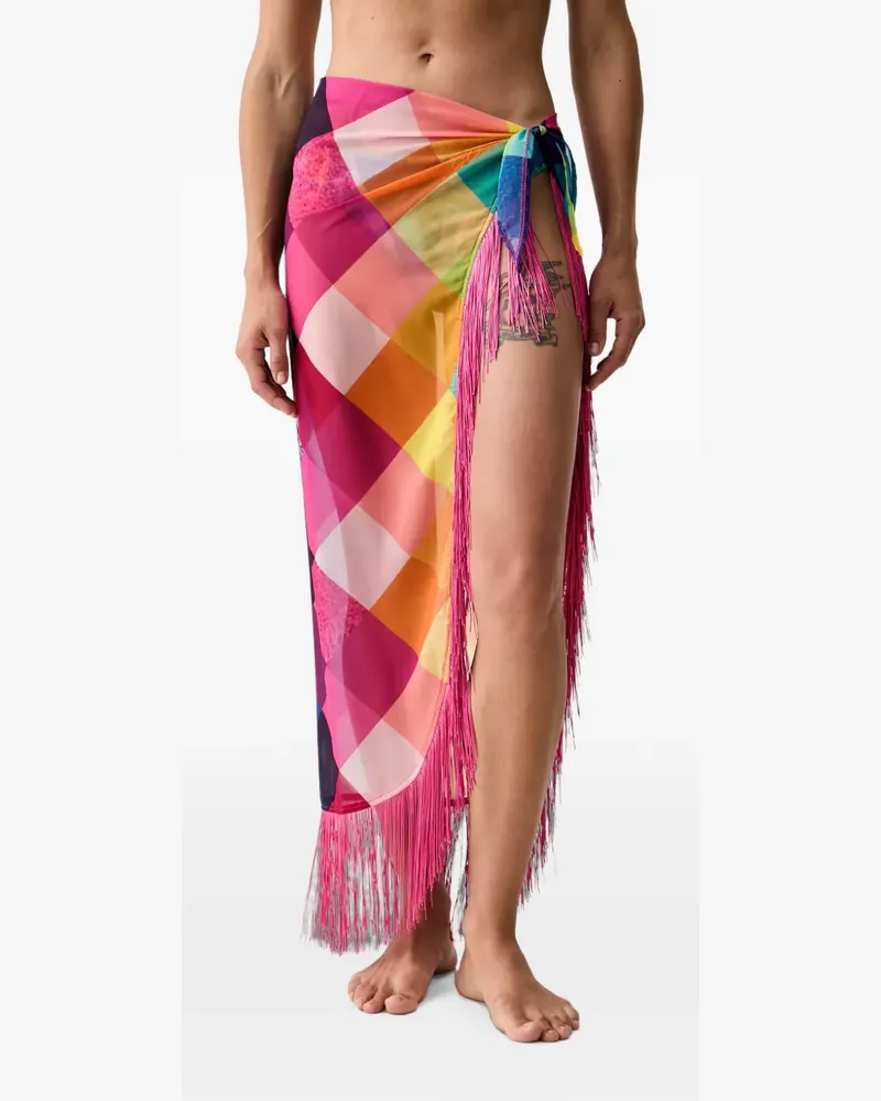 Kurt Geiger Karierter Sarong mit Fransen - Rosa Rosa