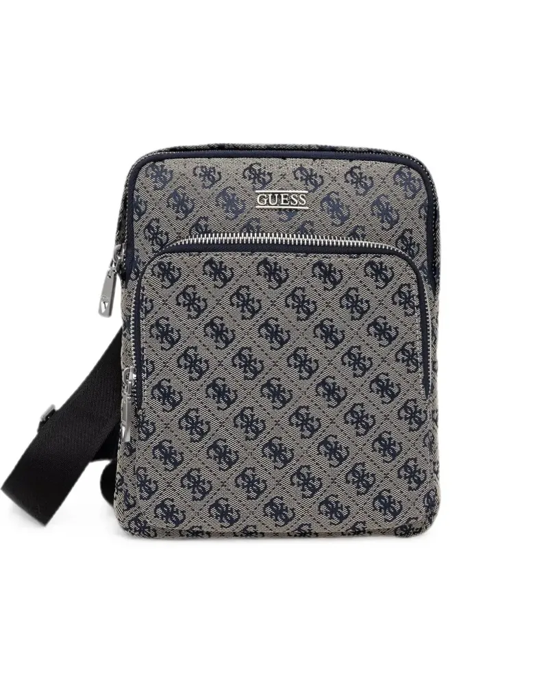Guess monogram-print logo-plaque messenger bag - Nude Nude