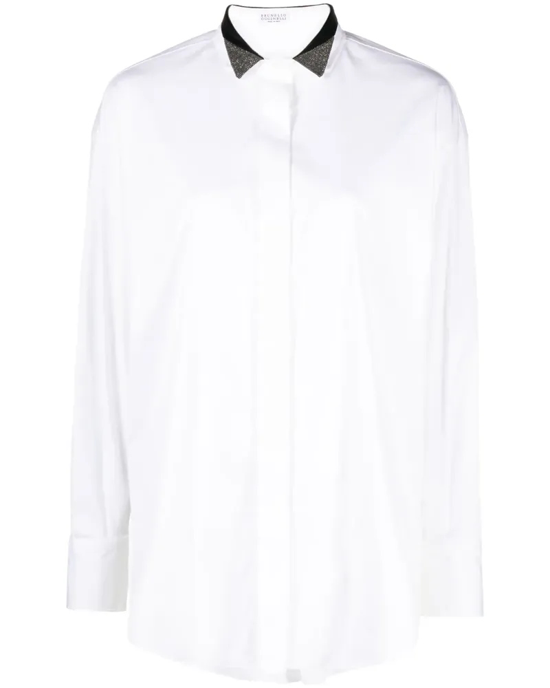 Brunello Cucinelli Hemd mit Monili-Kragen - Weiß Weiß