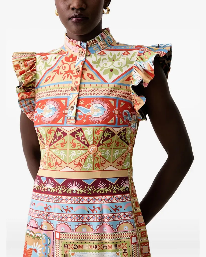 Never Fully Dressed Maxikleid mit grafischem Print - Orange Orange