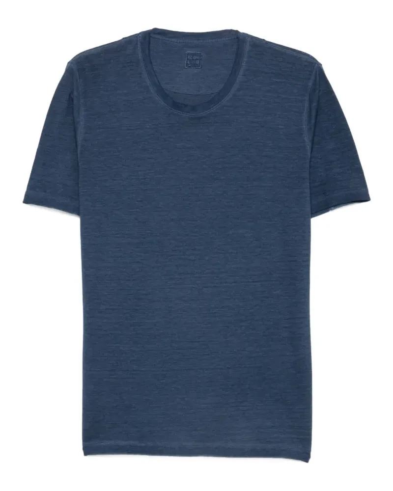 120% Lino round-neck short-sleeve T-shirt - Blau Blau