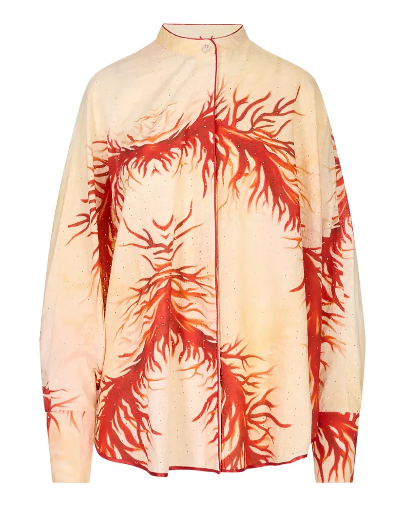 For Restless Sleepers Areto. broderie-anglaise coral-print shirt - Nude Nude