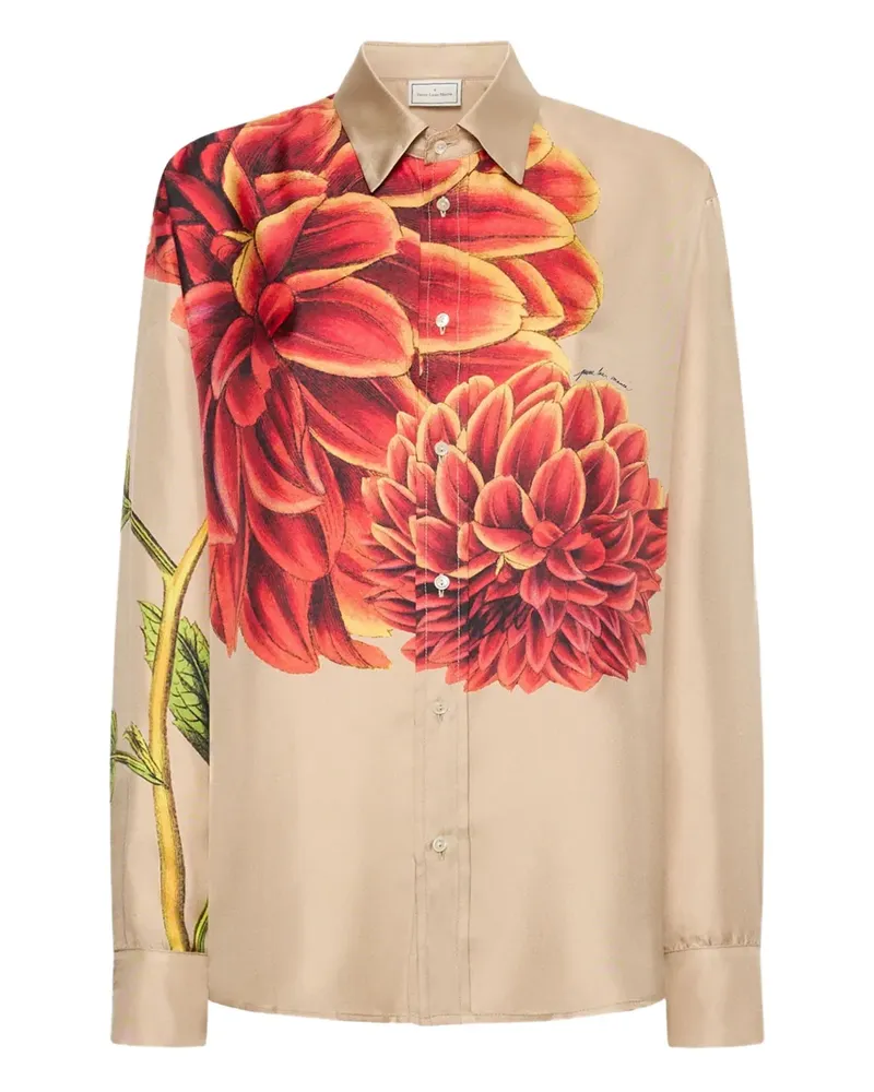 Pierre-Louis Mascia dahlia print silk shirt - Nude Nude