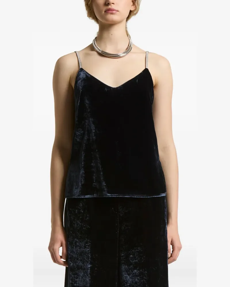Peserico crystal-embellished velvet top - Blau Blau