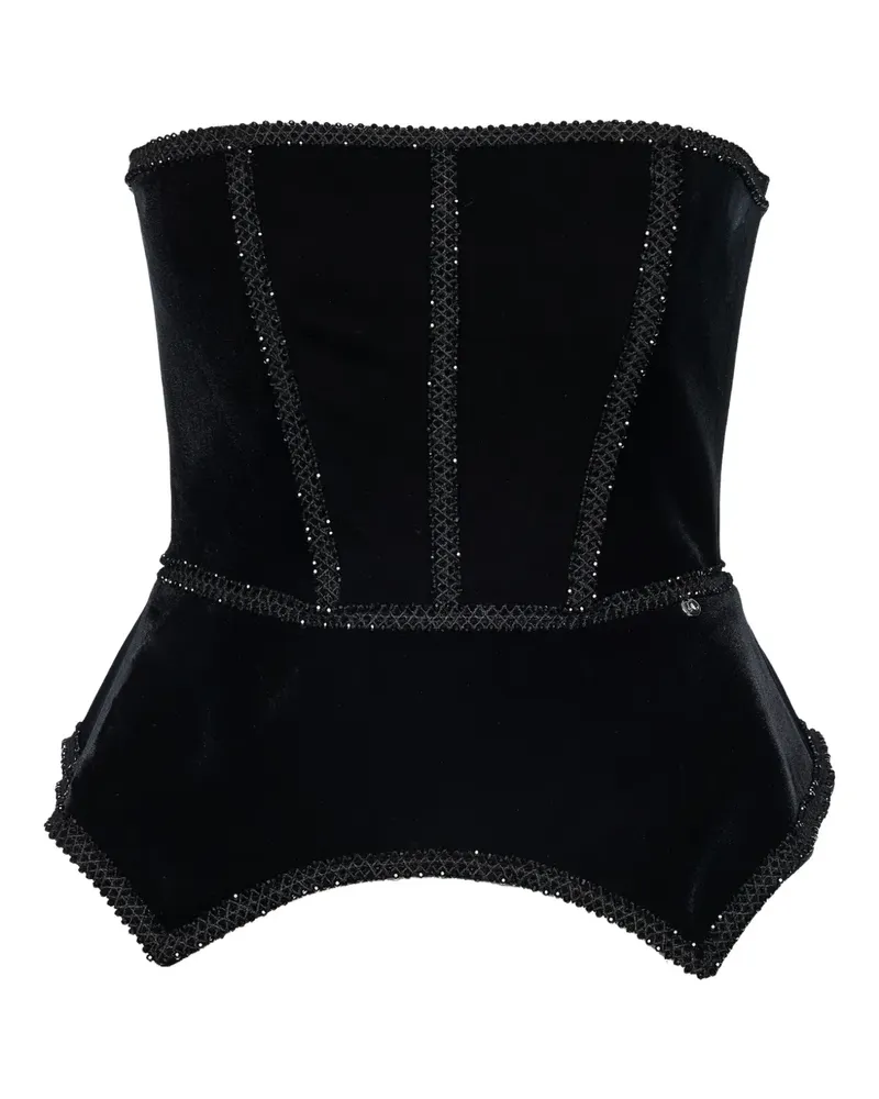 NISSA embellished corset top - Schwarz Schwarz