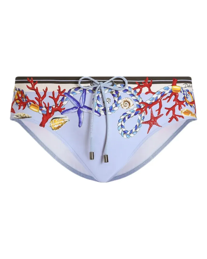 Dolce & Gabbana Badehose mit Muschel-Print - Blau Blau