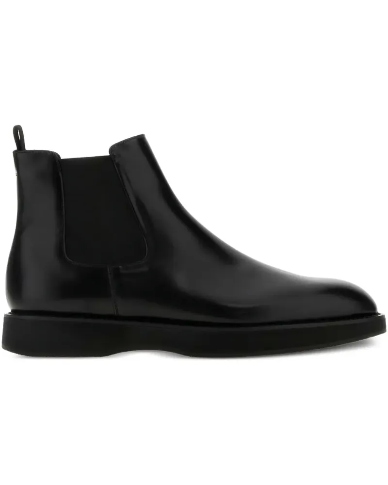 Prada Knöchelhohe Lederstiefel - Schwarz Schwarz