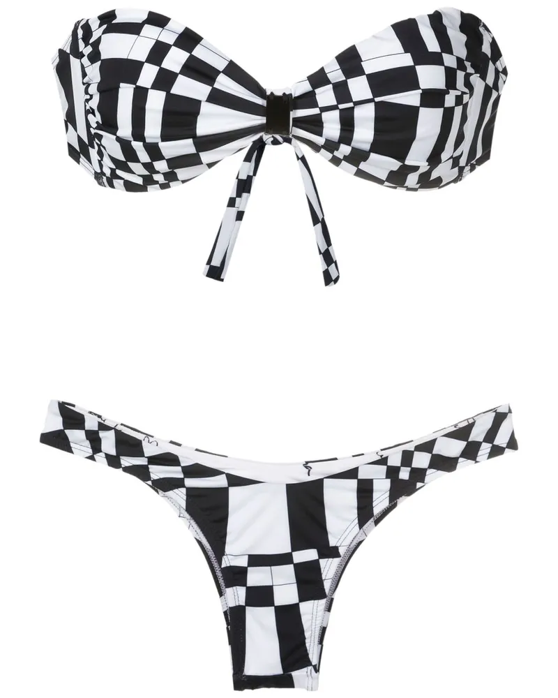 Amir Slama Bikini mit geometrischem Print - Schwarz Schwarz