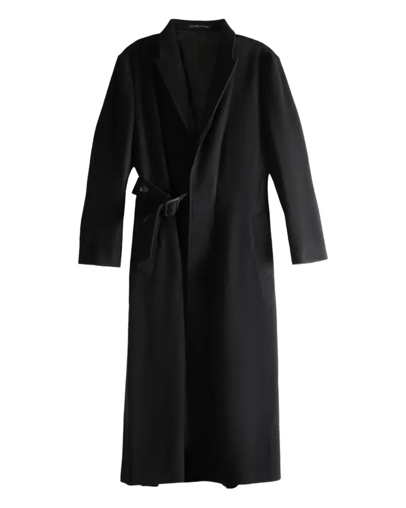 Yohji Yamamoto belted flared coat - Schwarz Schwarz