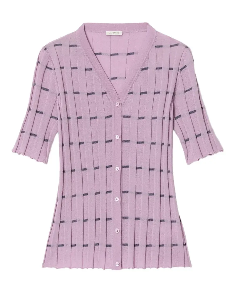 Lafayette148 Gerippter Cardigan mit Streifen - Rosa Rosa