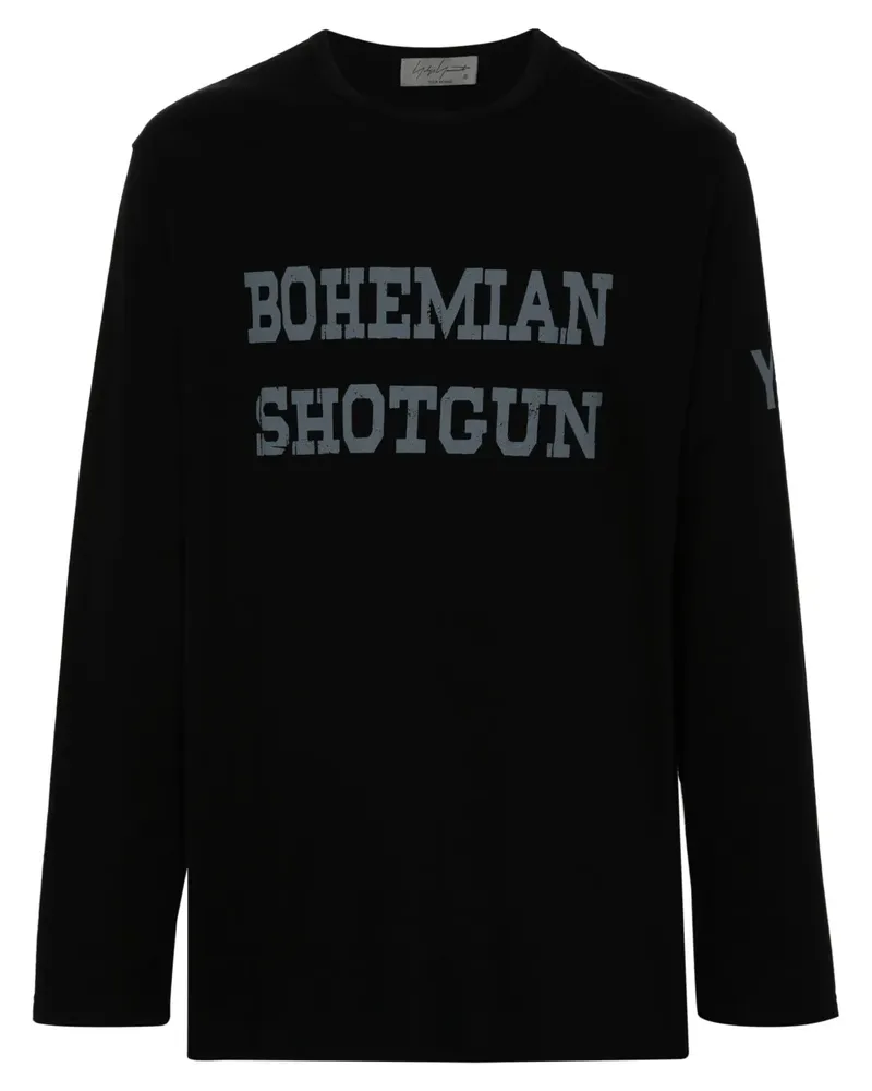 Yohji Yamamoto T-Shirt mit Text-Print - Schwarz Schwarz