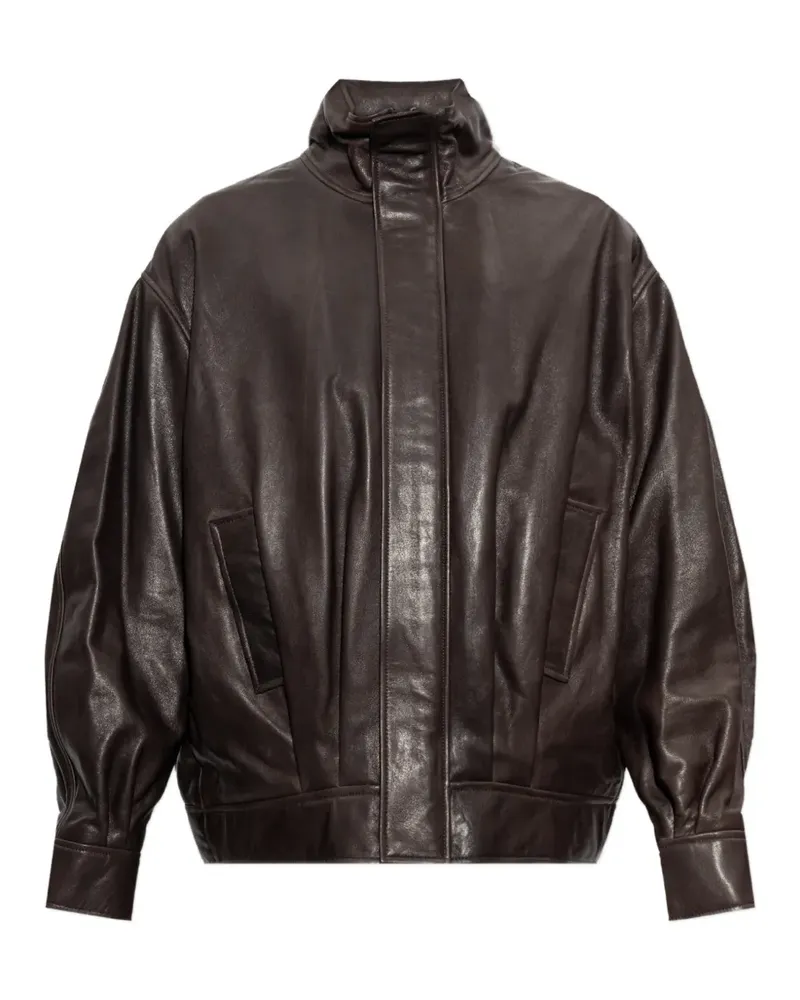 Arma Paulo high-neck leather jacket - Braun Braun