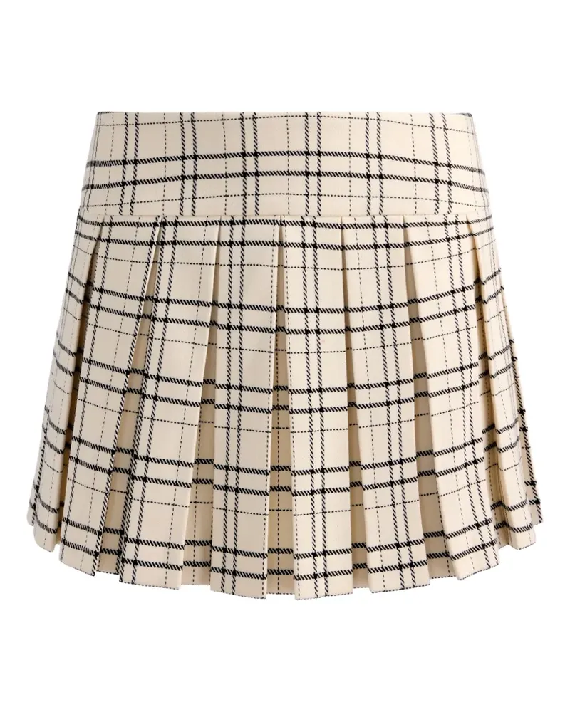 Alice + Olivia box-pleat plaid mini skirt - Nude Nude