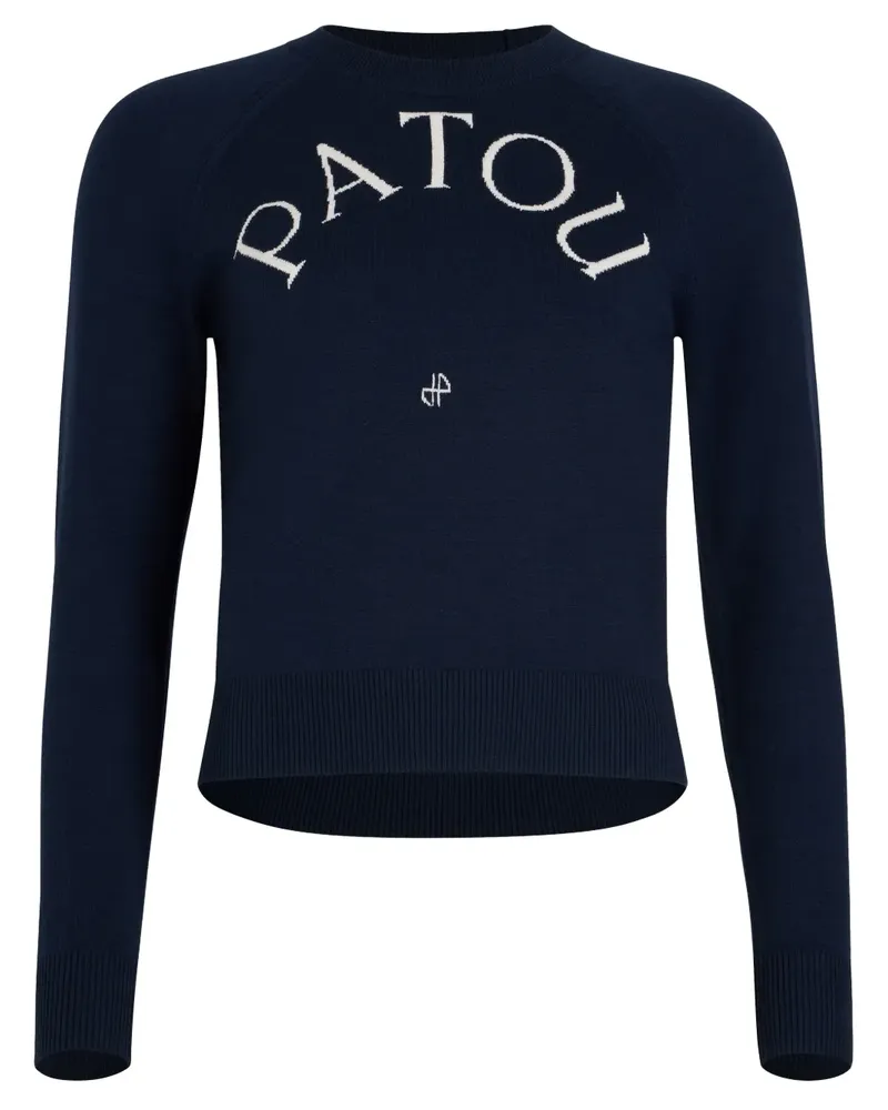 Patou Merinopullover aus Logo-Jacquard - Blau Blau