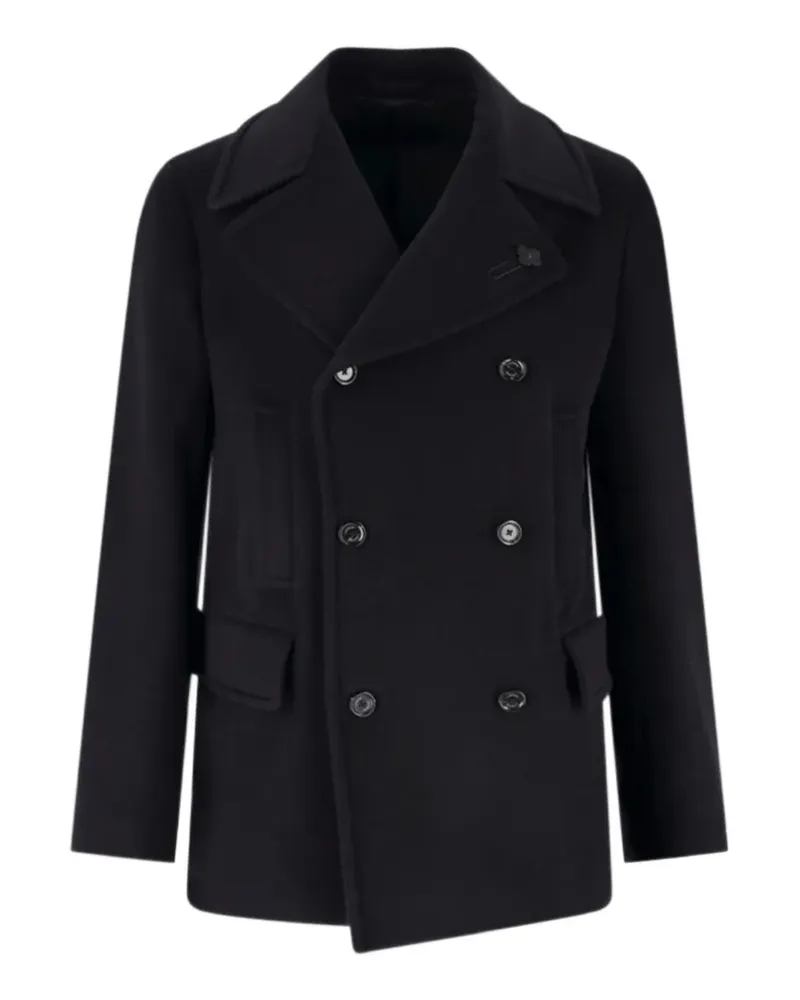LARDINI double-breasted virgin wool coat - Schwarz Schwarz