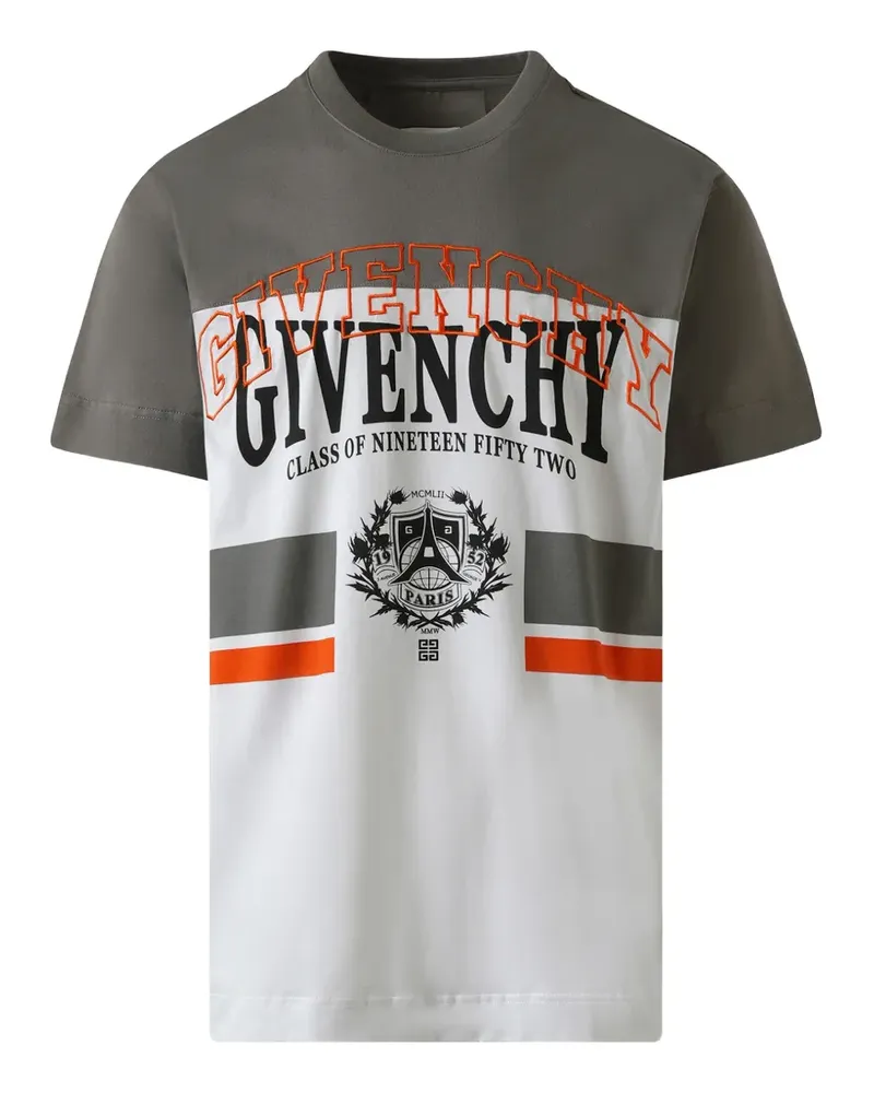 Givenchy Gestreiftes T-Shirt mit College-Print - Weiß Weiß