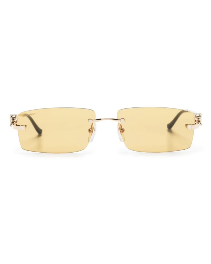 Cartier Panther Sonnenbrille mit eckigem Gestell - Gold Gold