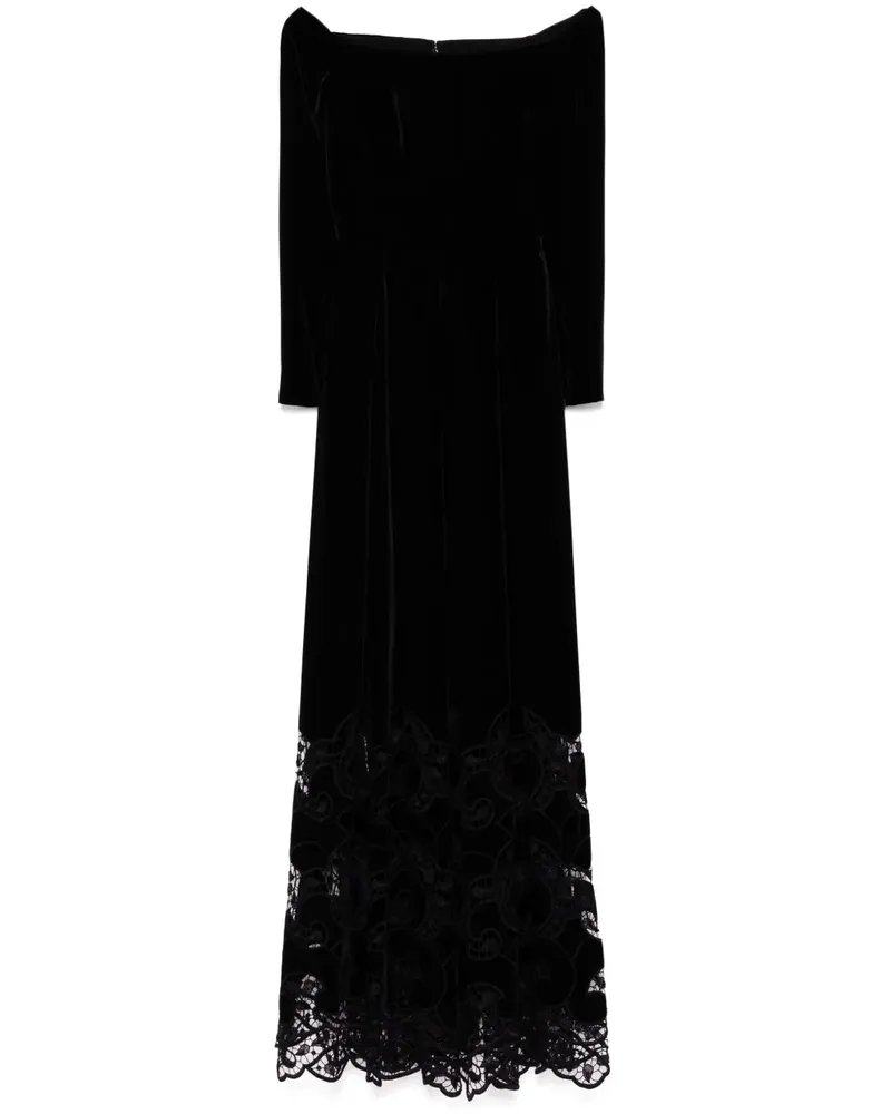 Elie Saab Samtkleid mit Stickerei - Schwarz Schwarz