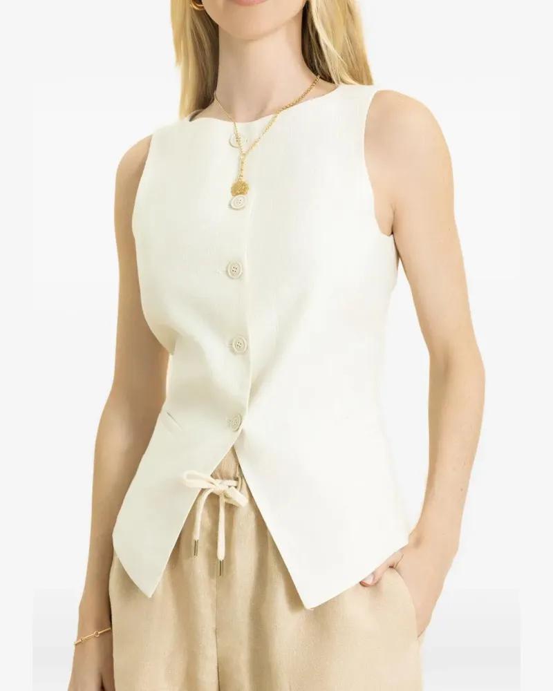 Eleventy boat-neck button top - Nude Nude