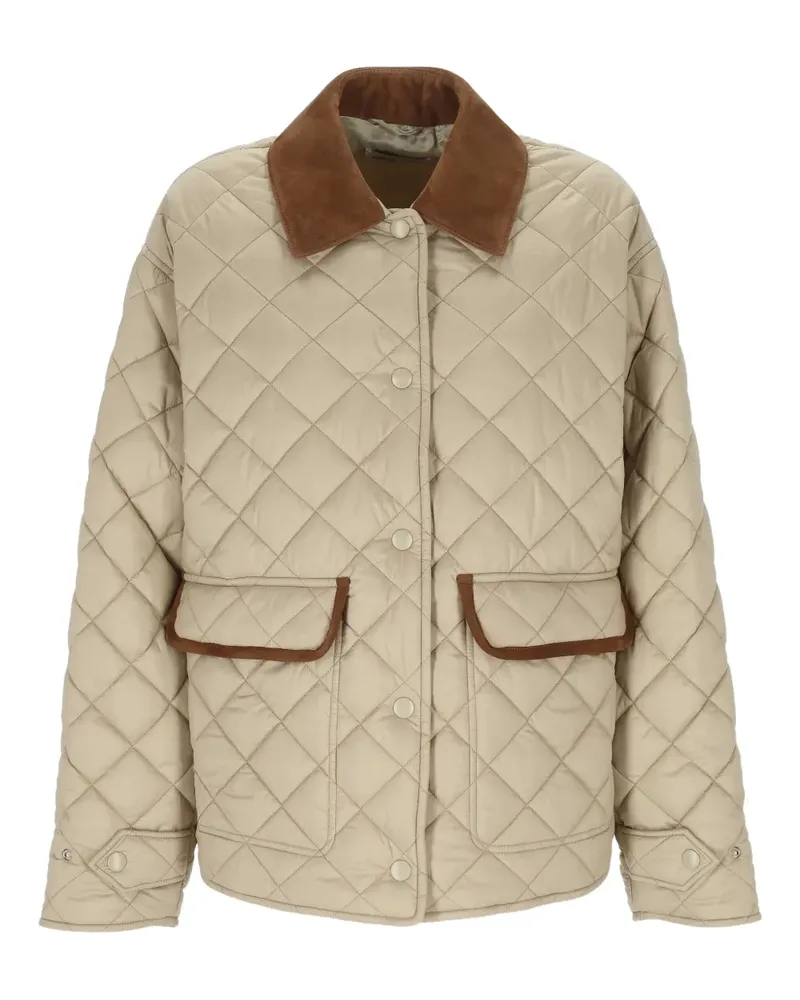Miu Miu Gesteppte Jacke mit Wildlederbesatz - Braun Braun