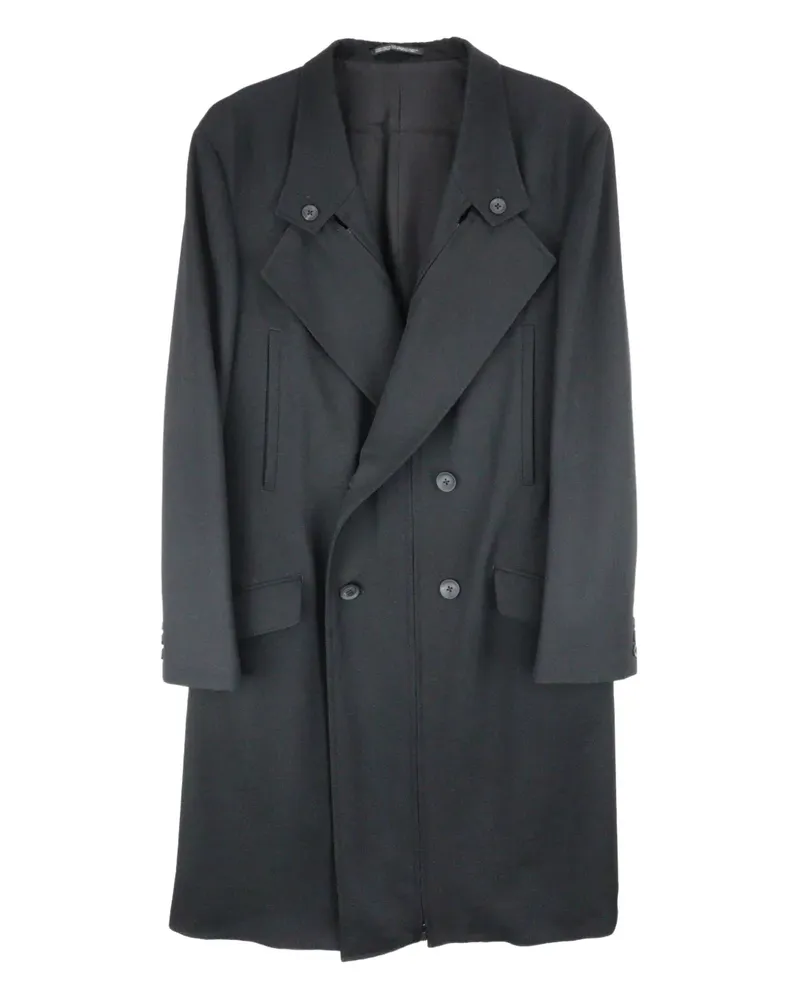 Yohji Yamamoto Langer Mantel mit Knöpfen - Schwarz Schwarz