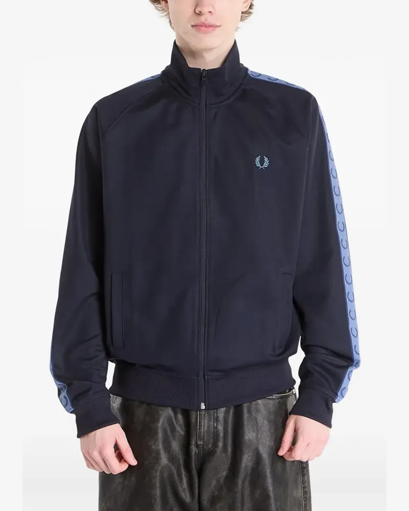 Fred Perry contrast-tape laurel track jacket - Blau Blau