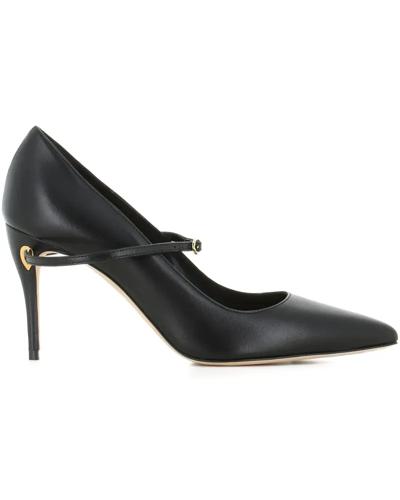Jennifer Chamandi Spitze Lorenzo Pumps mit Riemen 85mm - Schwarz Schwarz