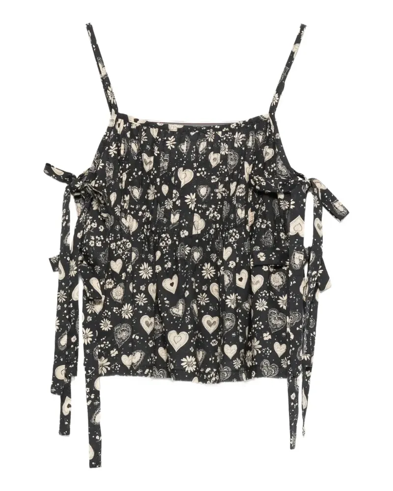 R13 floral-print top - Schwarz Schwarz