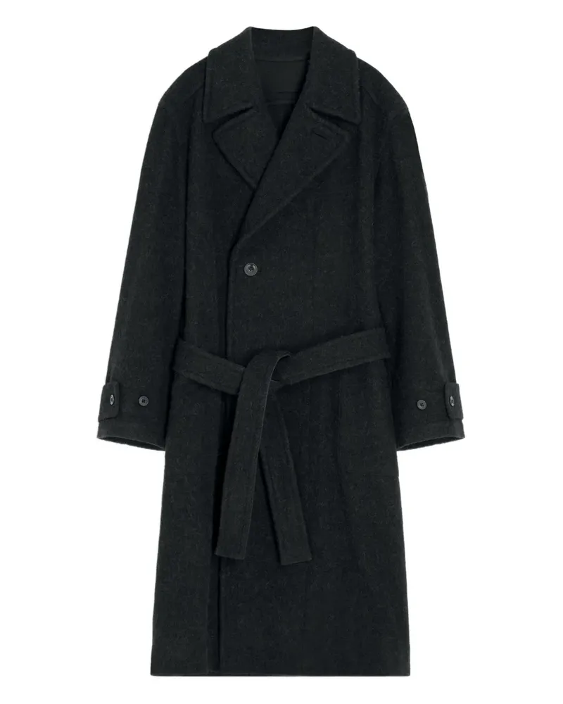 Christophe Lemaire Doppelreihiger Mantel mit Gürtel - Schwarz Schwarz
