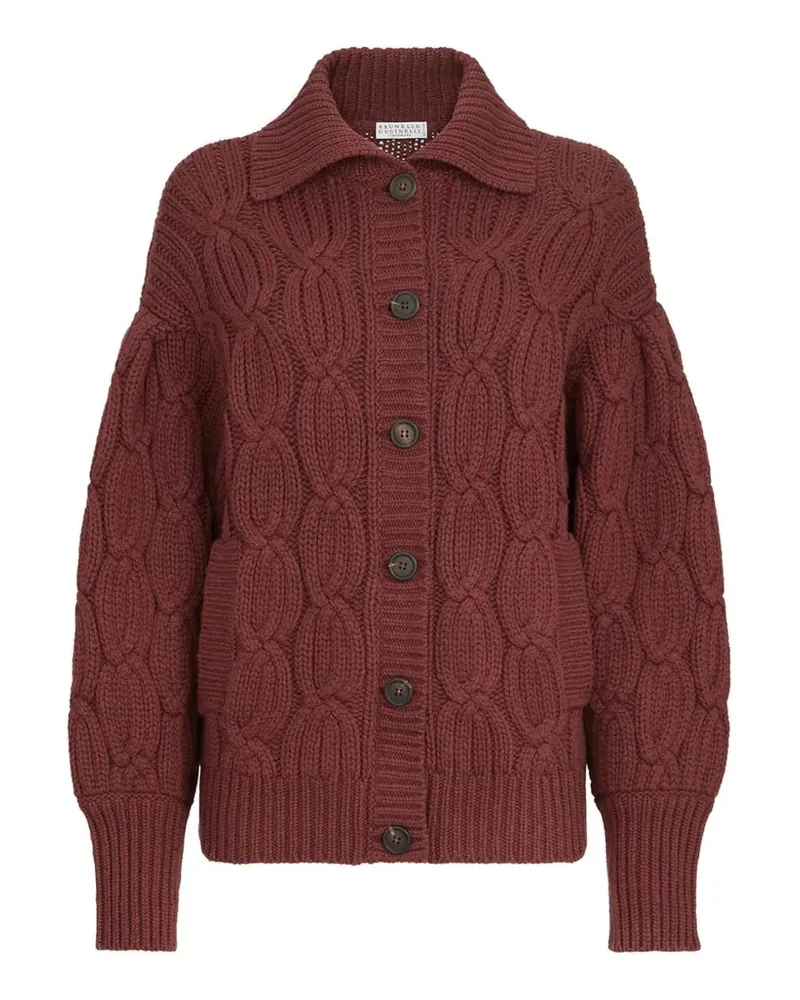 Brunello Cucinelli Heritage Cardigan aus Kaschmir mit Federgarn - Rot Rot