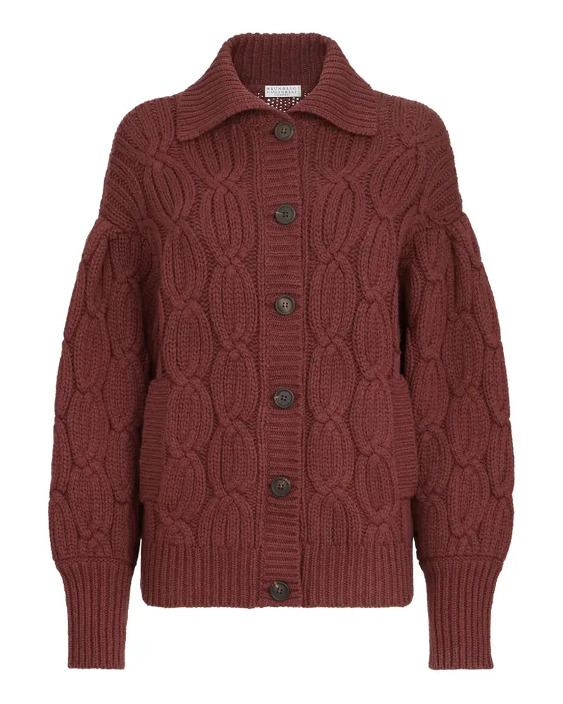 Brunello Cucinelli Heritage Cardigan aus Kaschmir mit Federgarn - Rot Rot