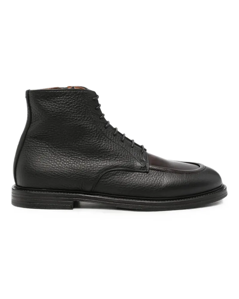 Pantanetti Schnürstiefel aus gekörntem Leder - Schwarz Schwarz