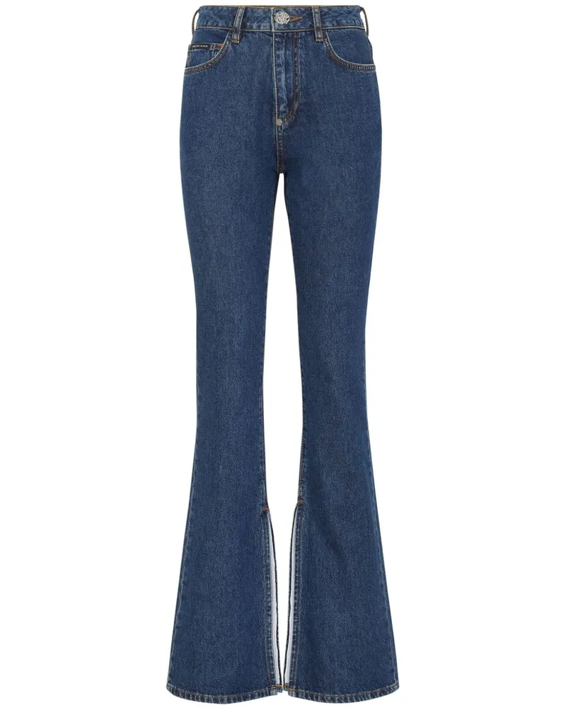 Philipp Plein Ausgestellte High-Waist-Jeans Blau