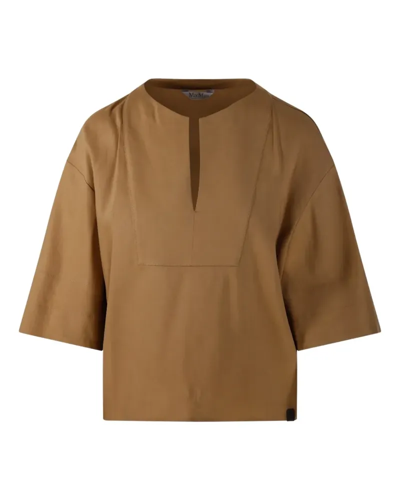 Max Mara V-neck short-sleeved top - Nude Nude