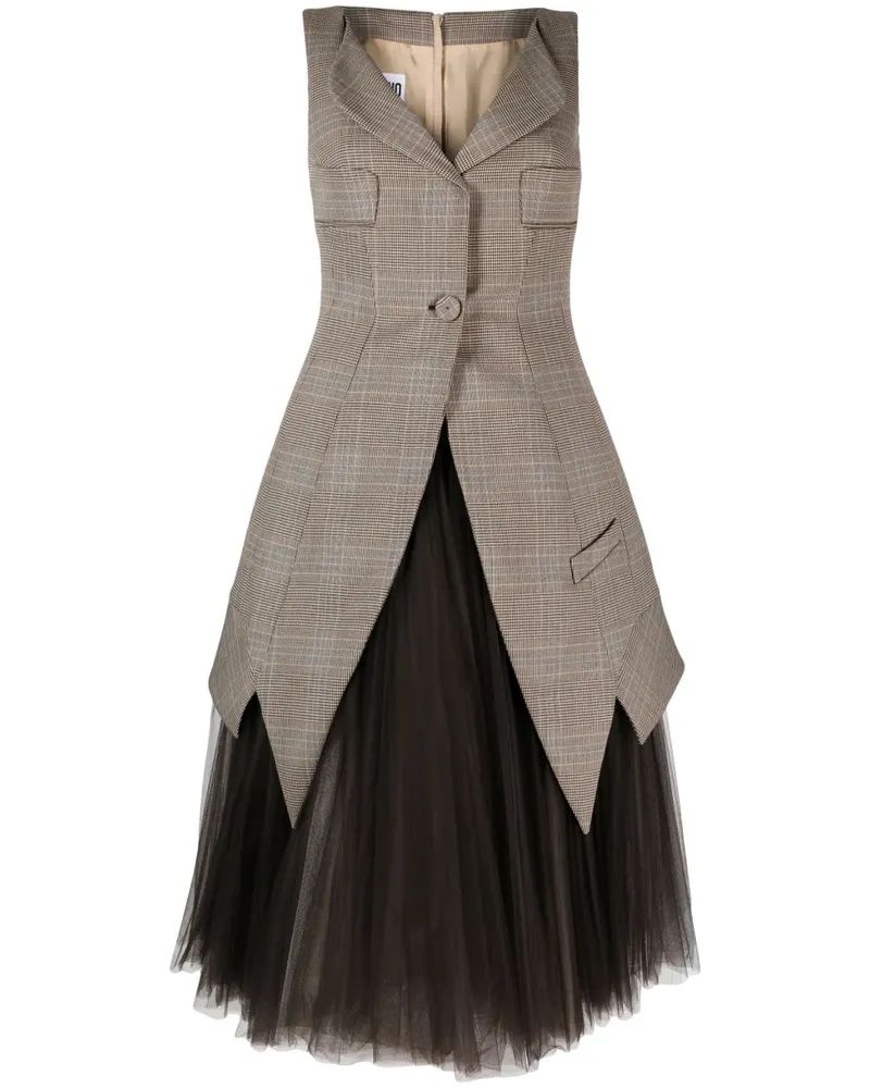 Moschino Kariertes Glen Midikleid - Braun Braun