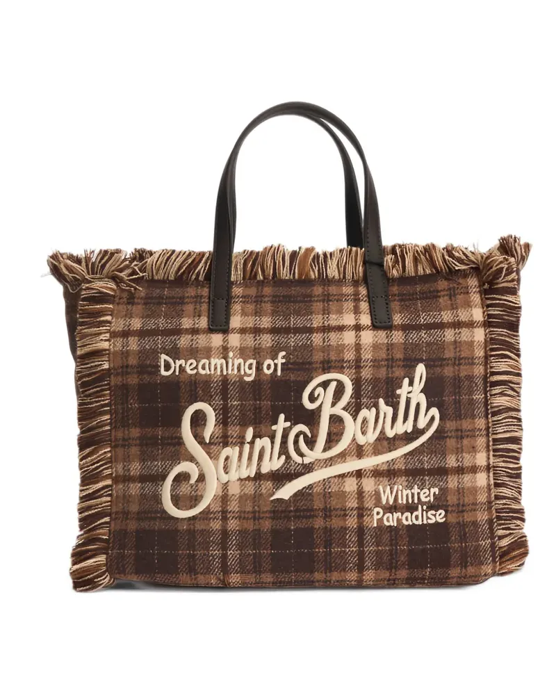 MC2 Saint Barth Collete check-pattern frayed tote bag - Braun Braun