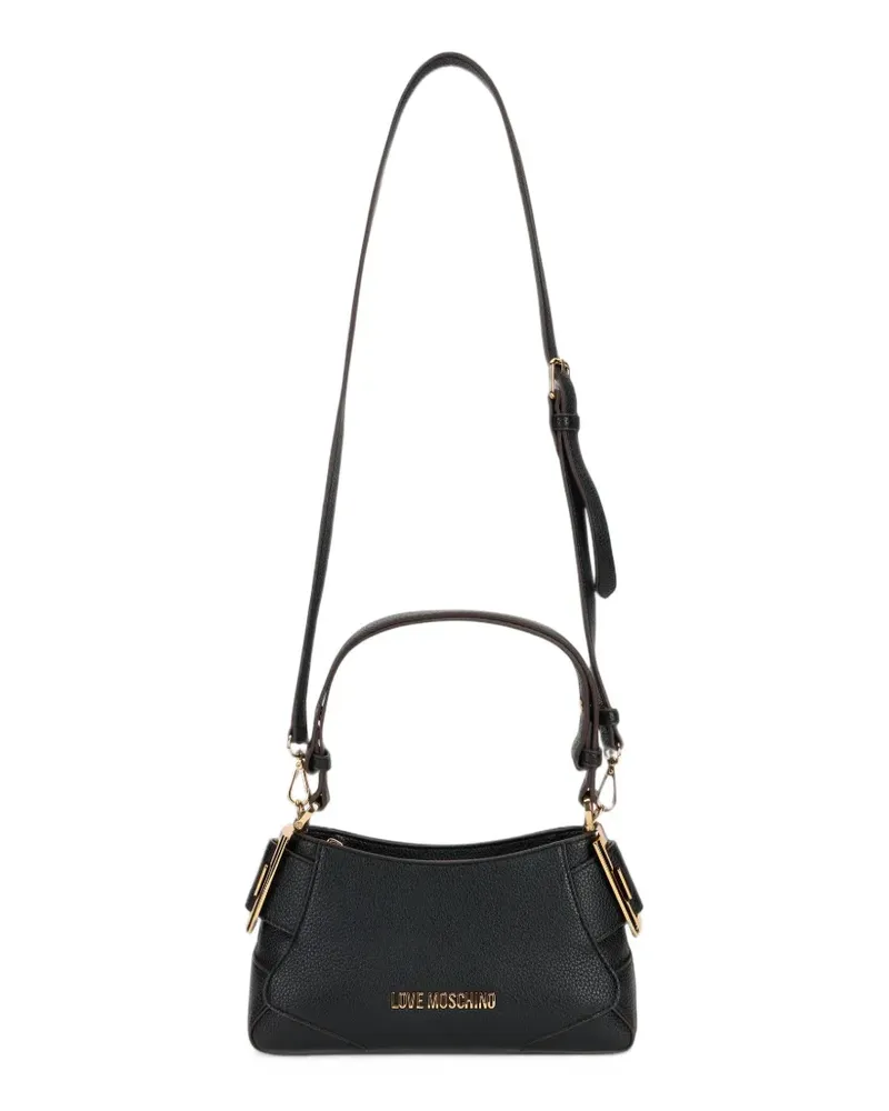 Moschino Schultertasche mit Logo-Schriftzug und gekörnter Struktur - Schwarz Schwarz