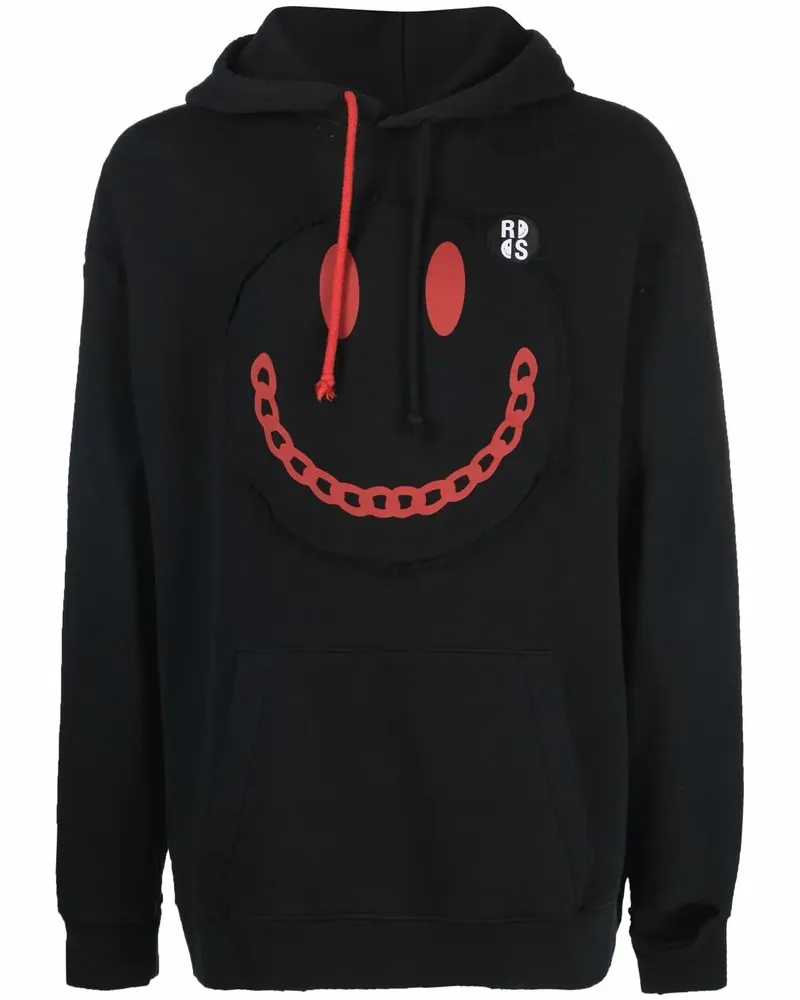 Raf Simons x Smiley Hoodie im Distressed-Look - Schwarz Schwarz