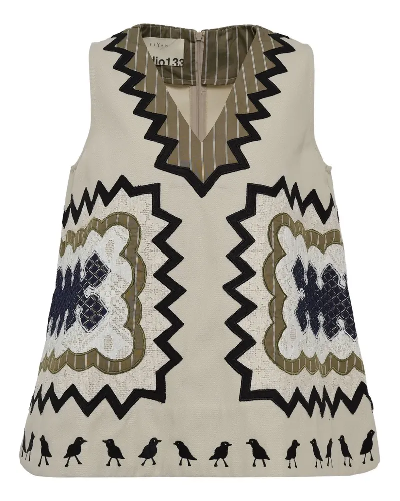Biyan Bluse mit besticktem V-Ausschnitt - Nude Nude