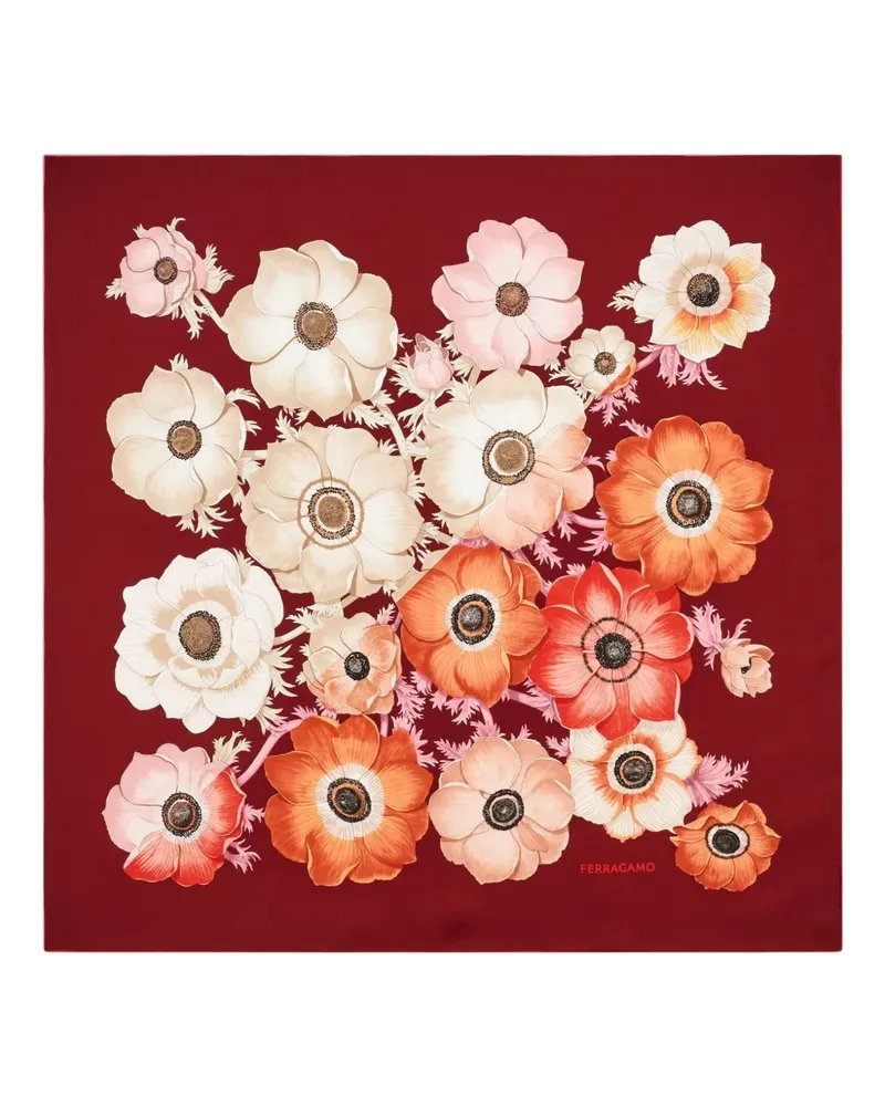 Ferragamo Seidenschal mit Blumen-Print - Rot Rot