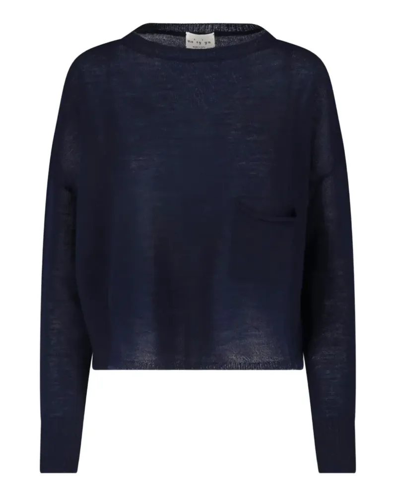 MA'RY'YA Pullover mit U-Boot-Ausschnitt - Blau Blau